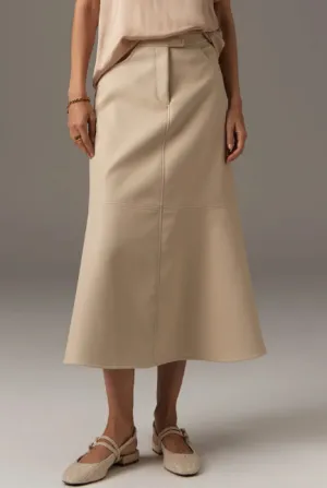 POL - Ollie Faux Leather Skirt - Pebble