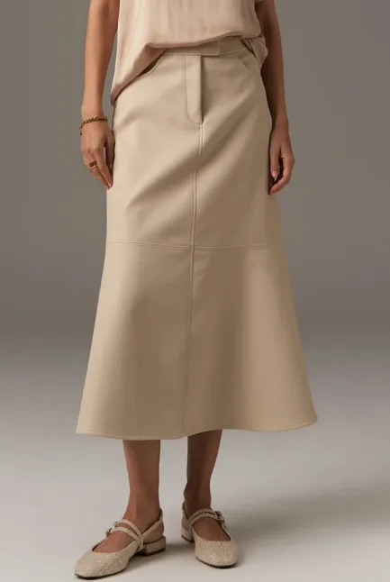 POL - Ollie Faux Leather Skirt - Pebble