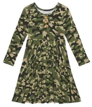 Posh Peanut Cadet L/S Henley Twirl Dress