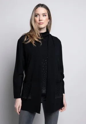 Rhinestone-Embellished Open-Front Jacket