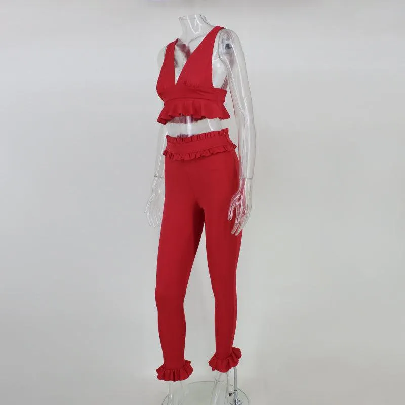 ROXIE’S RUFFLED CROPPED PANTS SET