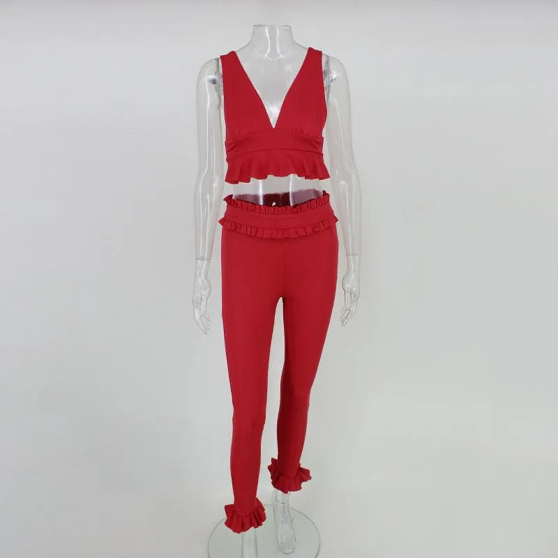 ROXIE’S RUFFLED CROPPED PANTS SET