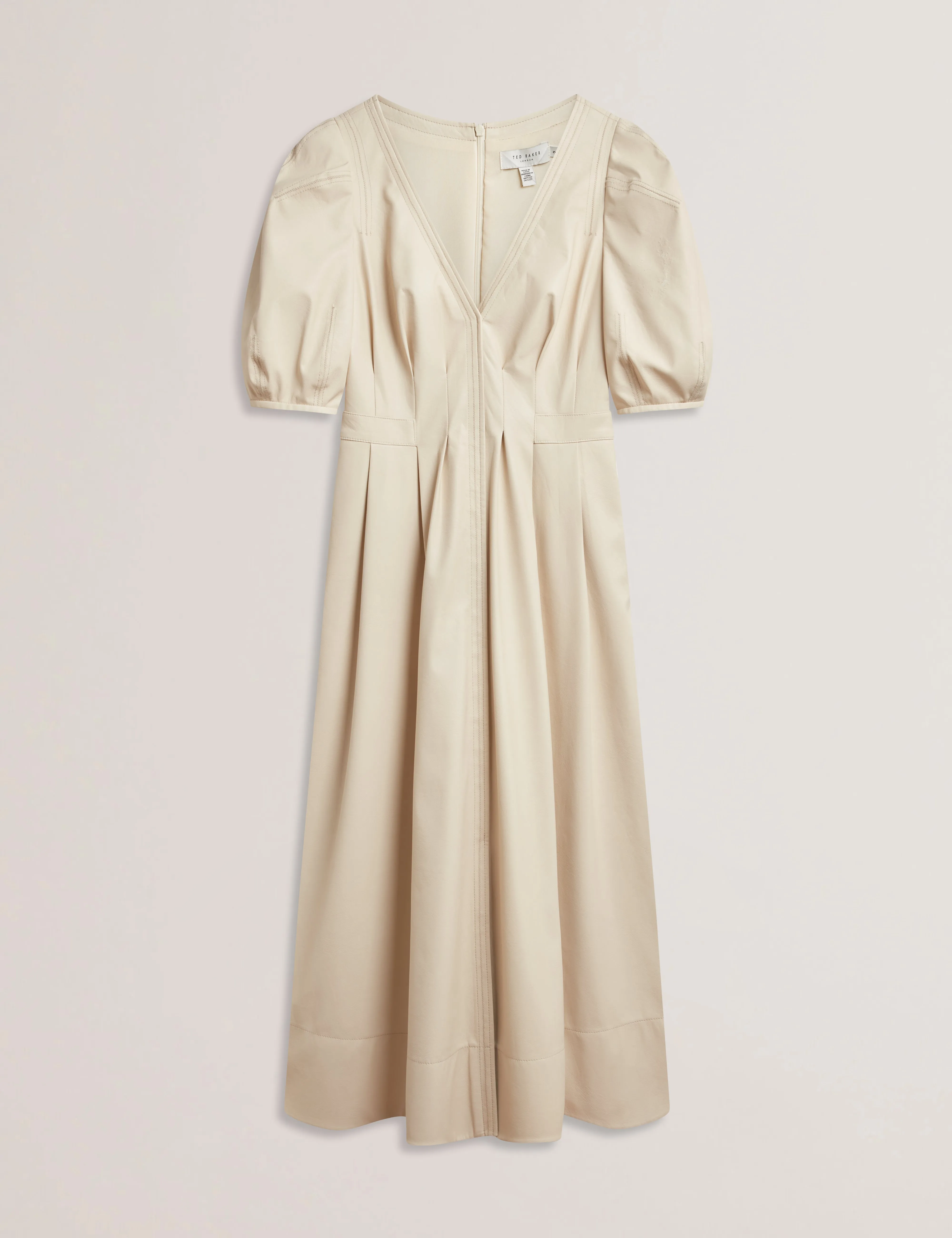 Tamega Faux Leather Midi Dress Ivory
