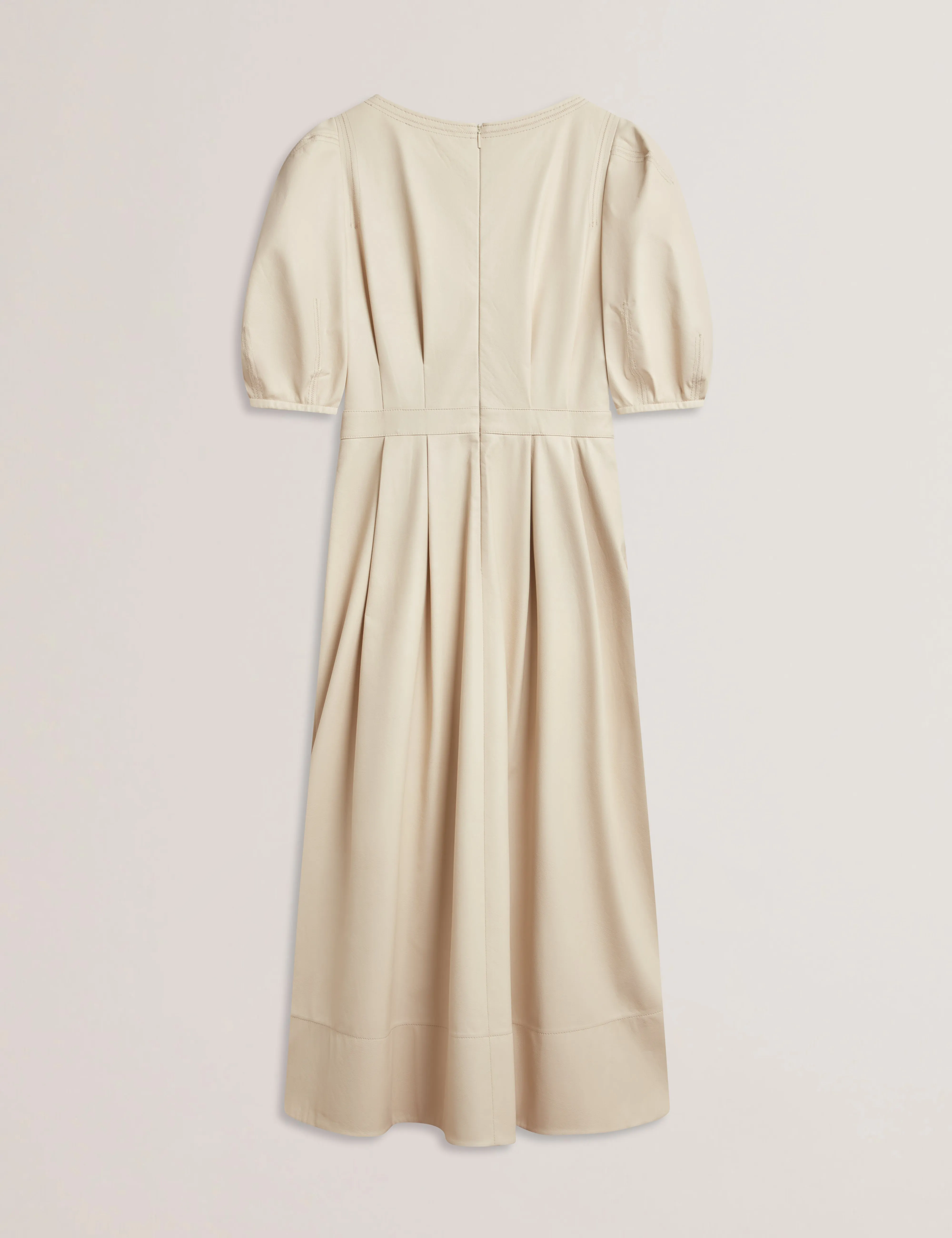 Tamega Faux Leather Midi Dress Ivory