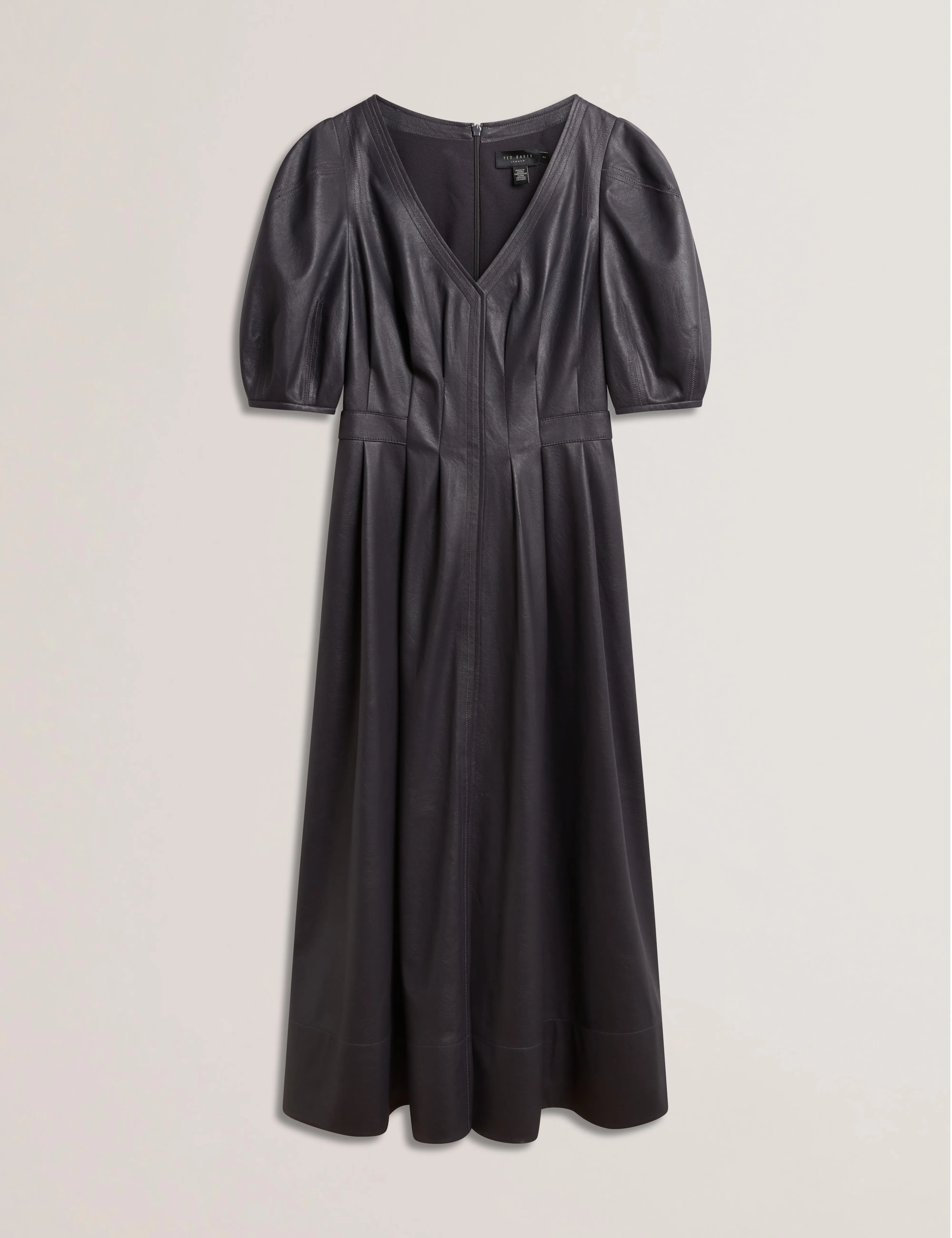 Tamega Faux Leather Midi Dress Navy
