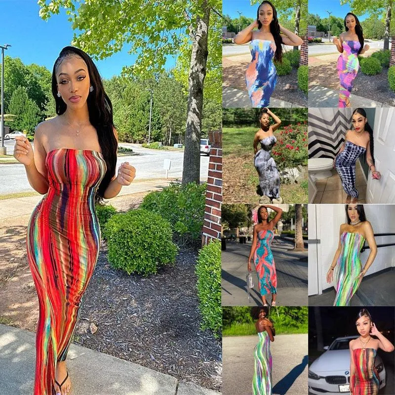 Tie Dye Print Sexy Dress Long Sleeve
