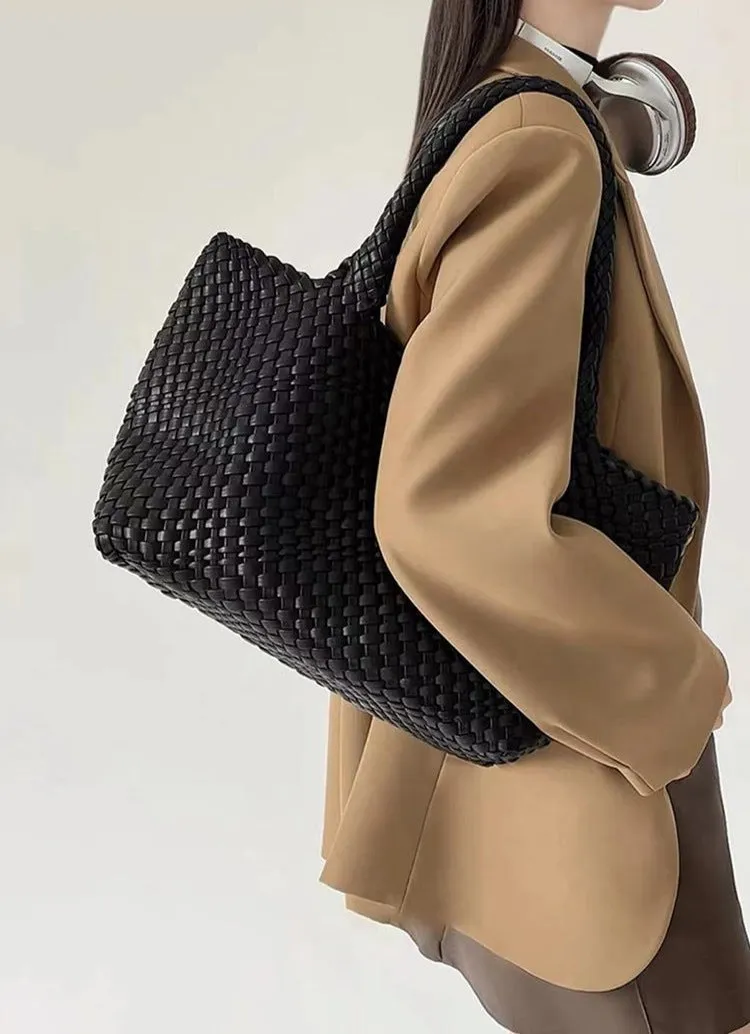 Ultra Soft Large Woven Shopper Tote Bag