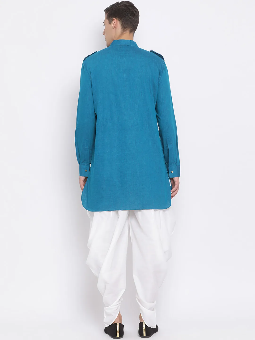 VM BY VASTRAMAY Men's Turquoise Blue Kurta Set