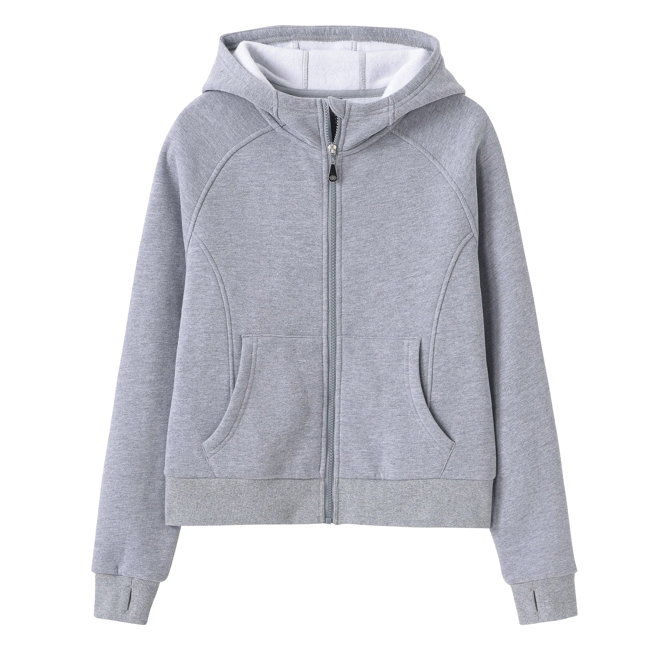 Women's Full Zip Fleece Jacket Long Sleeve Short Sports Sweatshirt