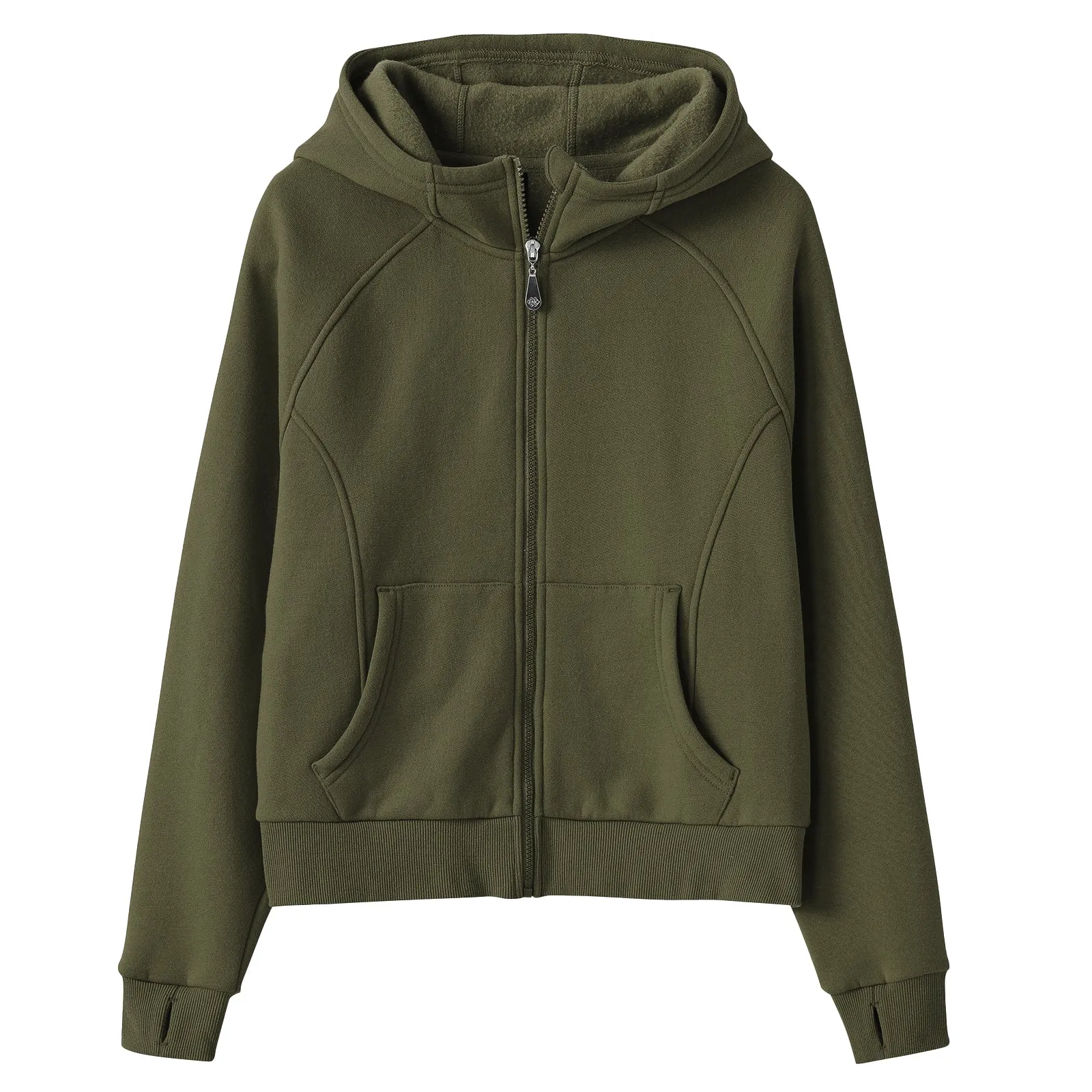 Women's Full Zip Fleece Jacket Long Sleeve Short Sports Sweatshirt