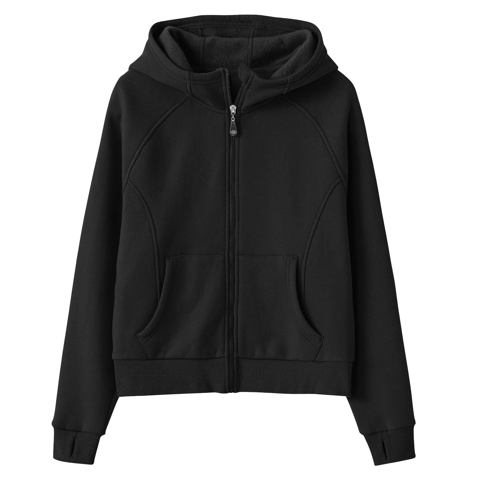 Women's Full Zip Fleece Jacket Long Sleeve Short Sports Sweatshirt