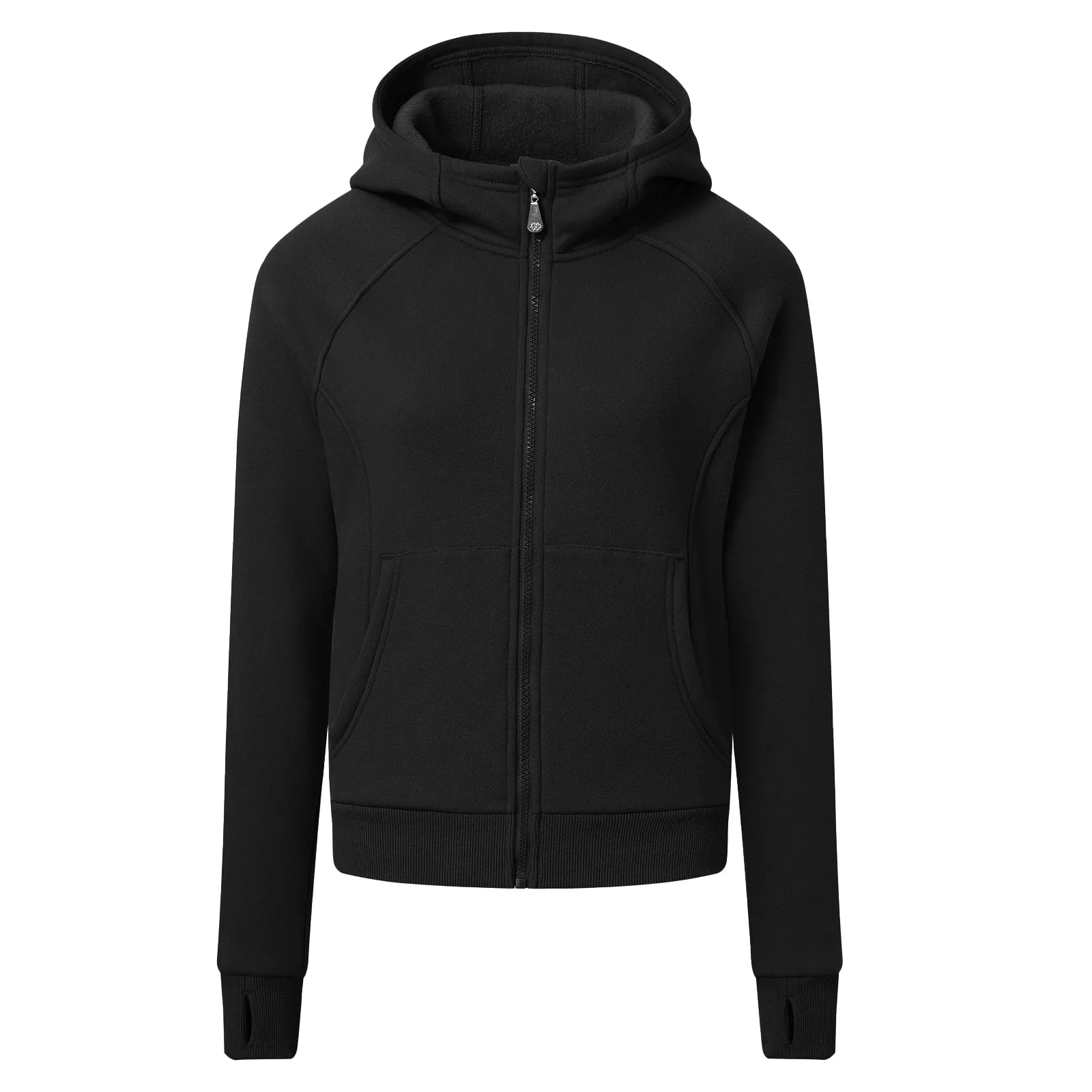 Women's Full Zip Fleece Jacket Long Sleeve Short Sports Sweatshirt