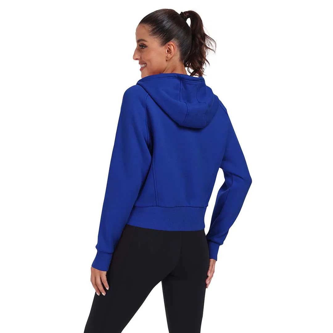 Women's Full Zip Fleece Jacket Long Sleeve Short Sports Sweatshirt