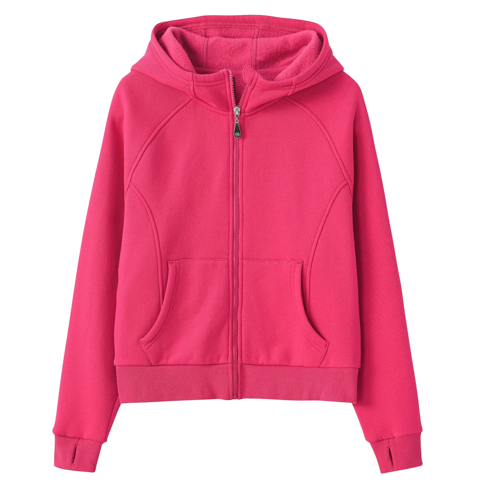 Women's Full Zip Fleece Jacket Long Sleeve Short Sports Sweatshirt