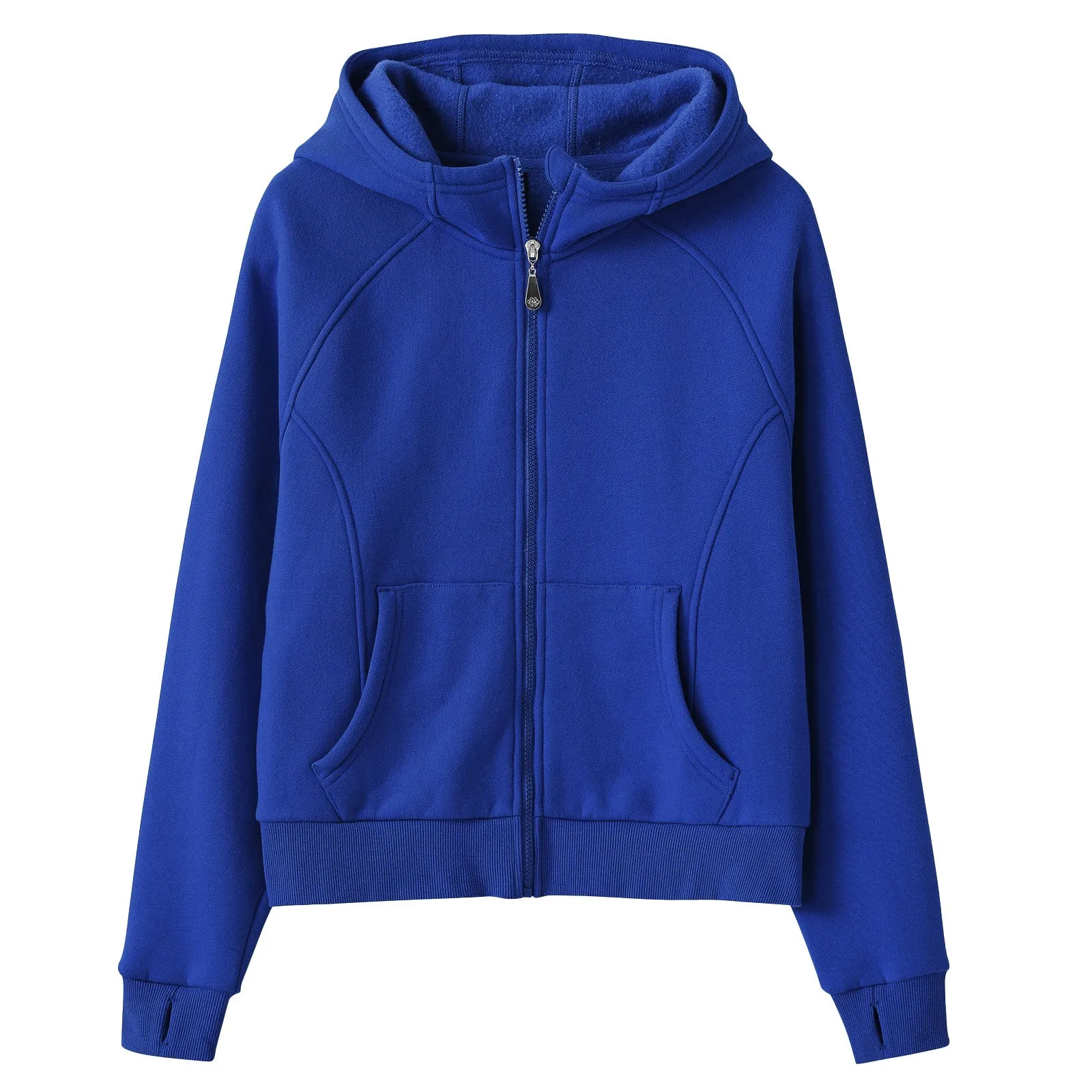 Women's Full Zip Fleece Jacket Long Sleeve Short Sports Sweatshirt