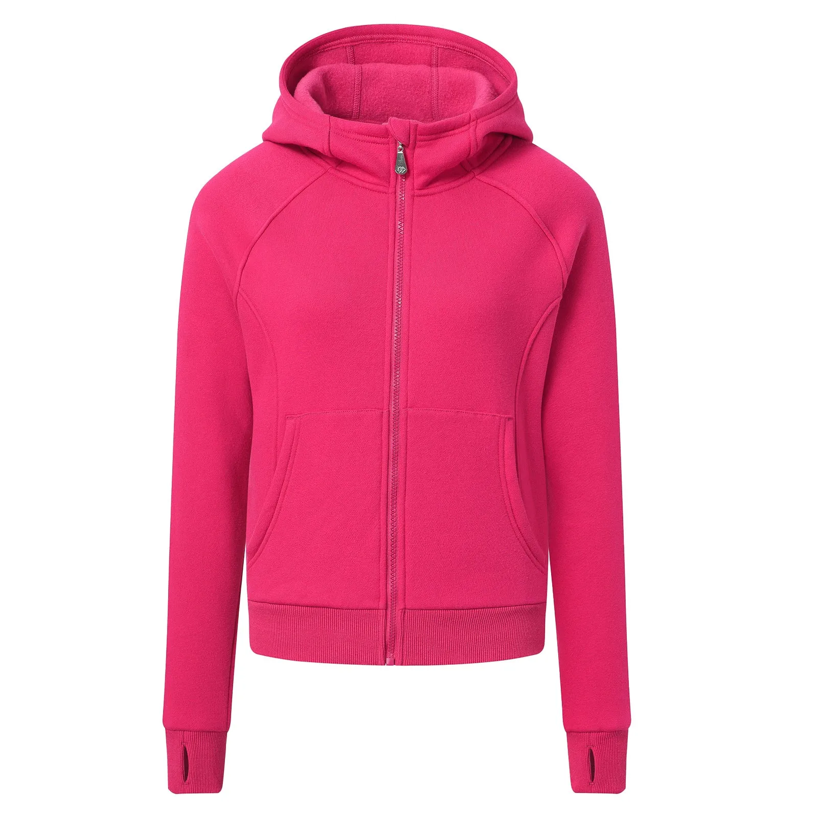 Women's Full Zip Fleece Jacket Long Sleeve Short Sports Sweatshirt