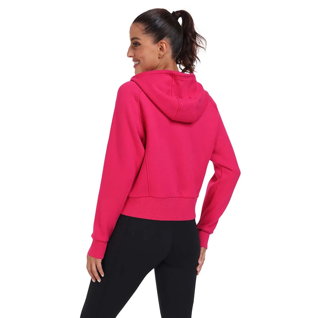 Women's Full Zip Fleece Jacket Long Sleeve Short Sports Sweatshirt
