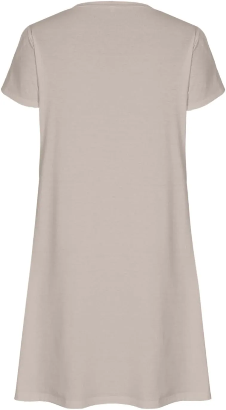 Womens Summer Dresses Short Sleeve A Line Sundresses V-Neck Trendy Loose Casual Boho Beach Dress with Pockets