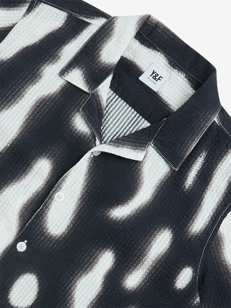 Y&F Kids Black Abstract Design Cotton Shirt