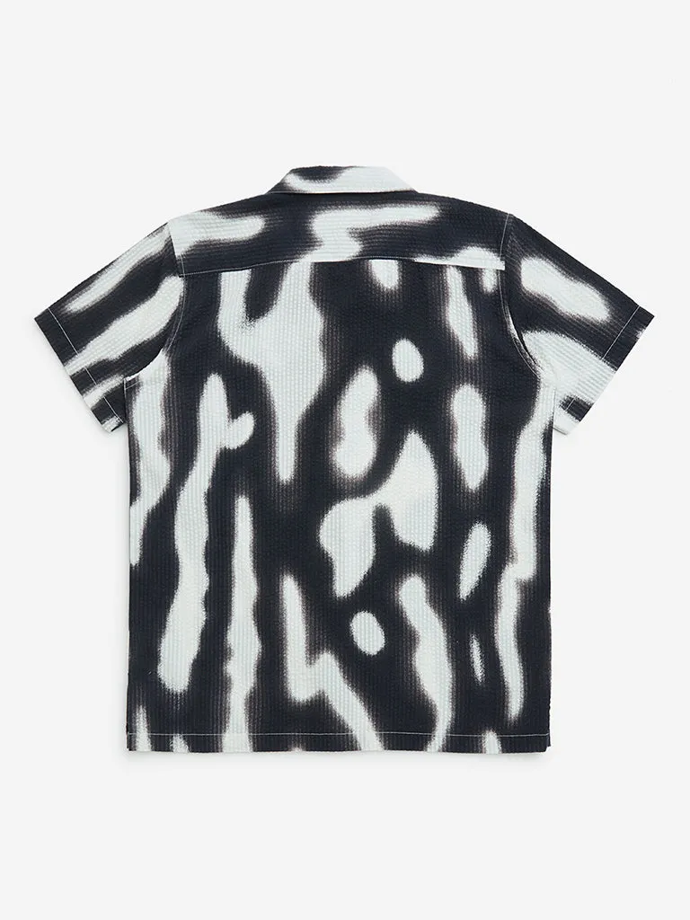 Y&F Kids Black Abstract Design Cotton Shirt