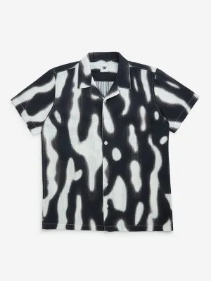 Y&F Kids Black Abstract Design Cotton Shirt