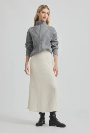 Zip Through Rib Knit | Mid Grey