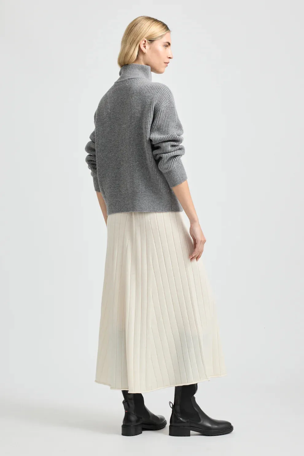 Zip Through Rib Knit | Mid Grey