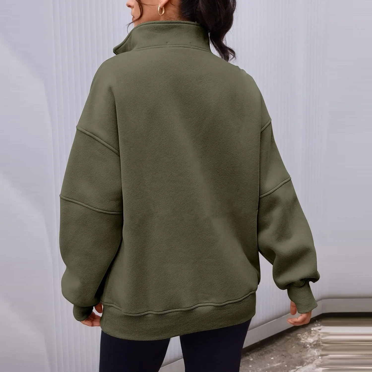 Zip Up Hoodie Women Oversized Drop Shoulder Fleece Sweatshirt with Pockets Thumb Hole Loose Comfy Fall Sweater 2024